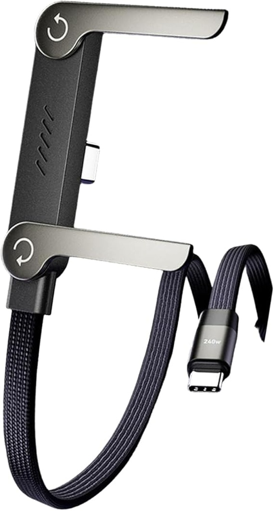 Câble USB-C Charge Rapide 240W avec Support de Téléphone Pliable