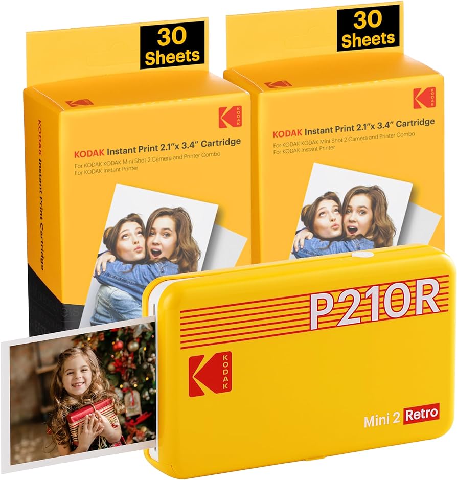 Kodak Mini 2 Retro Instant Photo Printer P210R Yellow 2.1X3.4 / 60Sheets