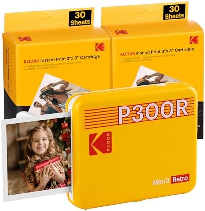 Kodak Mini 3 Retro Instant Photo Printer P300R Yellow 3X3 / 60Sheets