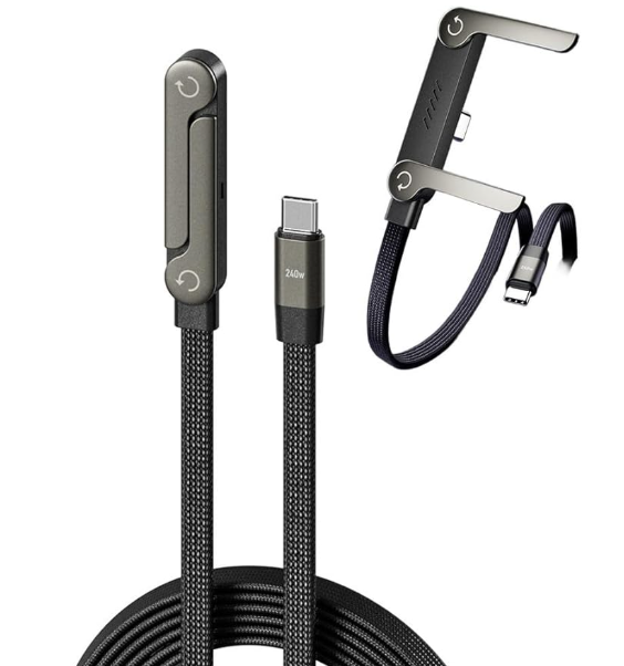 Câble Type C-C Charge Rapide 240W avec Support de Téléphone Pliable