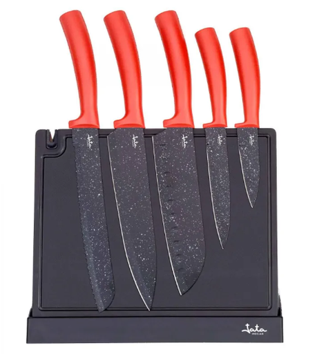 Jata Set Of 5 Knives And Knife Board Red/Black Hacc4502