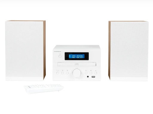 Thomson Micro Sound System Bt Radio Fm/Cd/Mp3/Usb Wood Finish White Mic121Bt