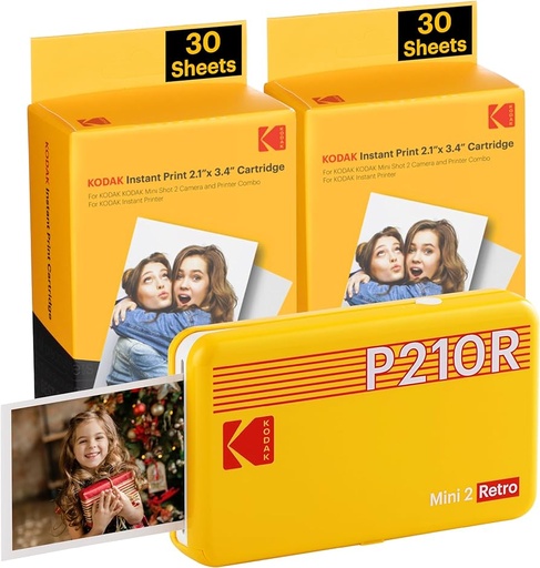 Kodak Mini 2 Retro Instant Photo Printer P210R Yellow 2.1X3.4 / 60Sheets