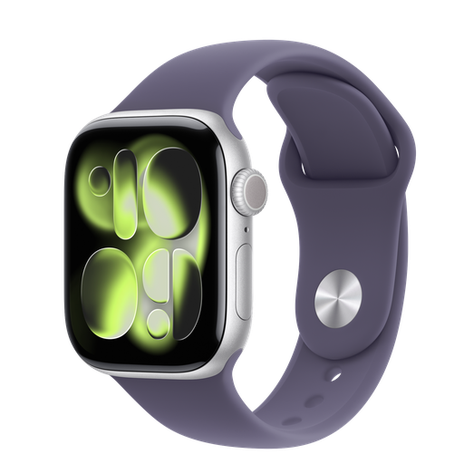 Apple Watch Series 11 (2025) GPS 46mm Silver Aluminium Case with Sport Band M/L Purple Fog